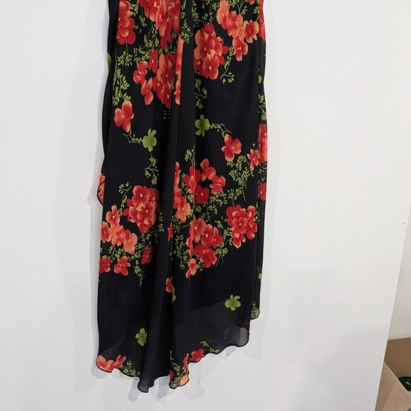 Reitmans Petites V-Neck Sleeveless Floral Maxi Dress Black Red Size 6 - Picture 5 of 5